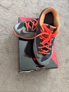LeBron Nike Kids Gray and Orange Athletic Sneakers